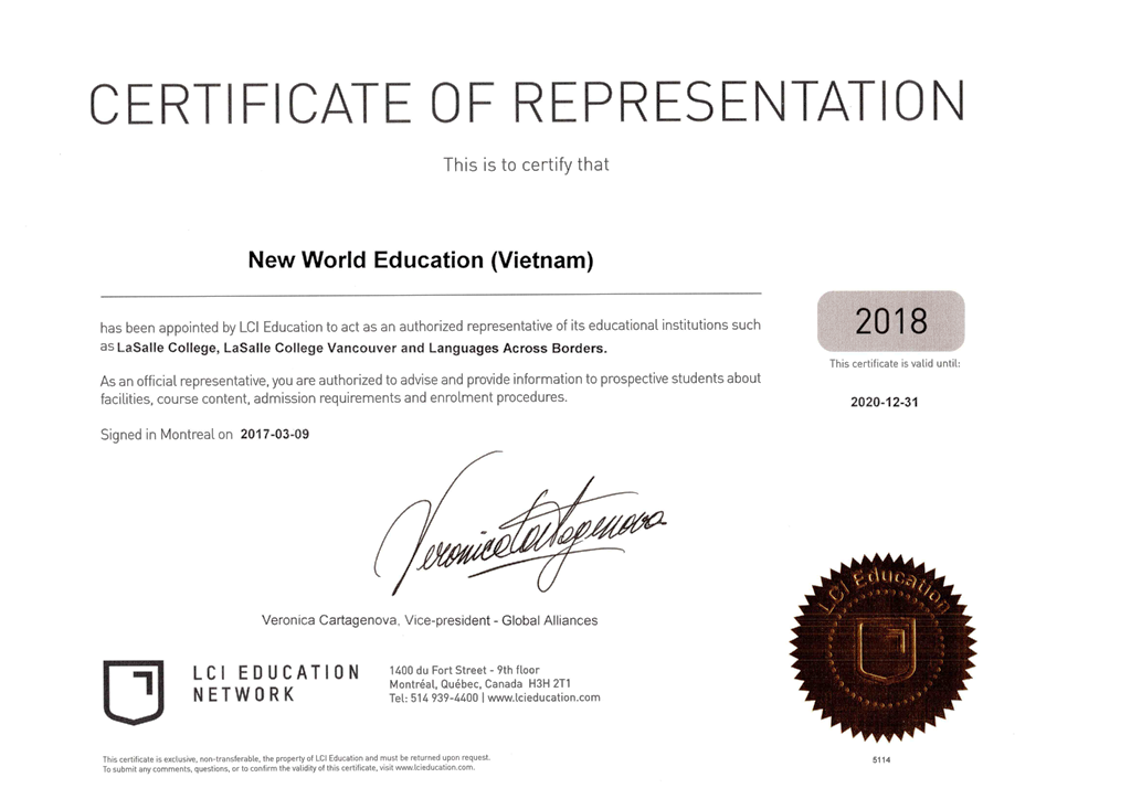 Lasalle College International - LCI Education network - Canada, Úc