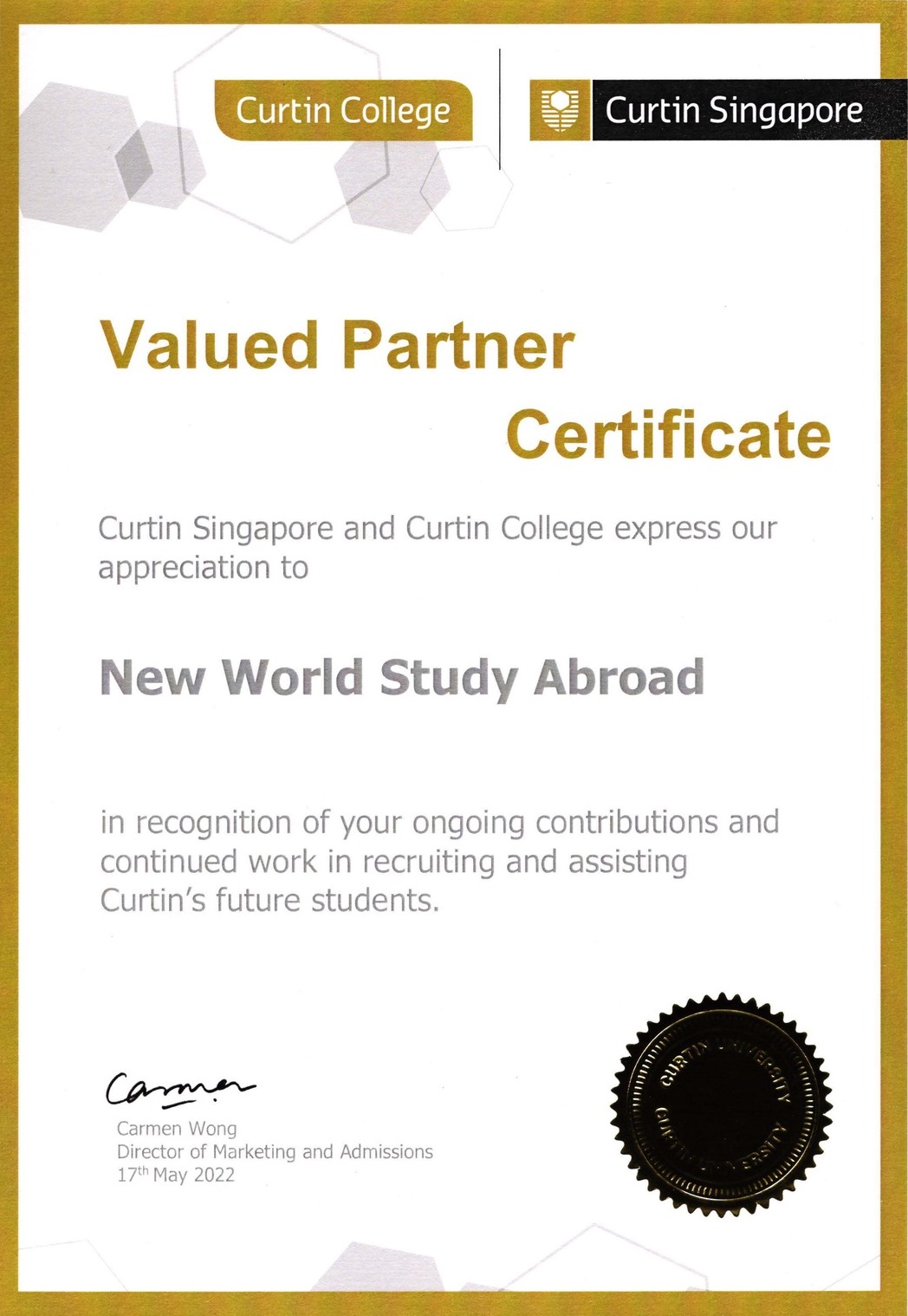Value Parner of Curtin Singapore and Curtin College, Úc - Navitas