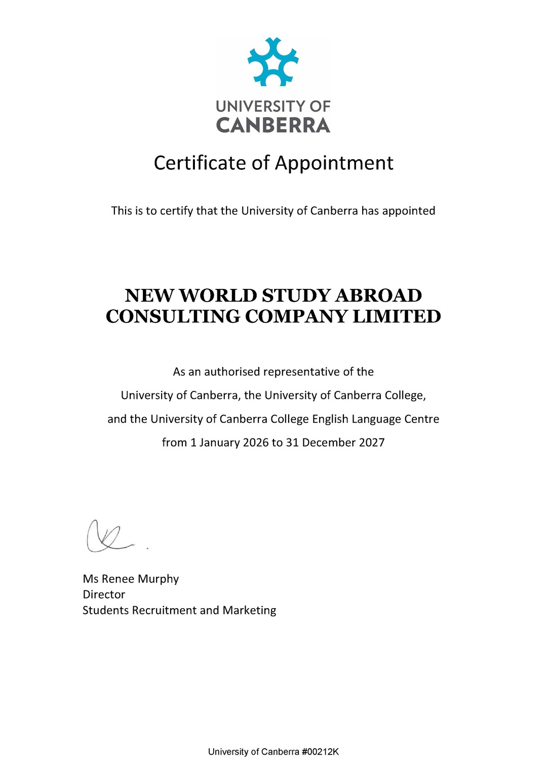 University of Canberra, ACT, Úc - Certificate 2026