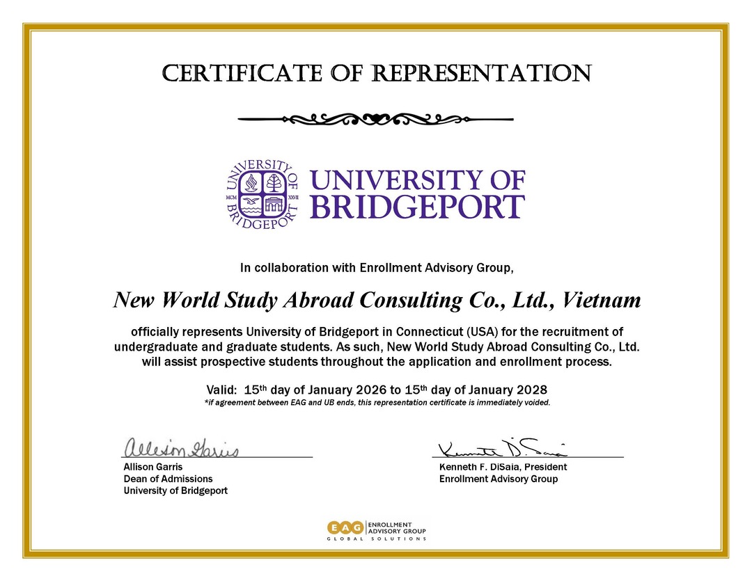 University of Bridgeport, Connecticut, Mỹ - Certificate 2026