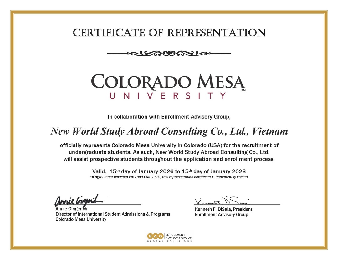 Colorado Mesa University, Mỹ - Certificate 2026