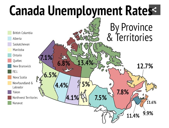 Канада сколько. Провинции Канады. Деление Канады на провинции. Канада по провинциям. Unemployment of Canada.