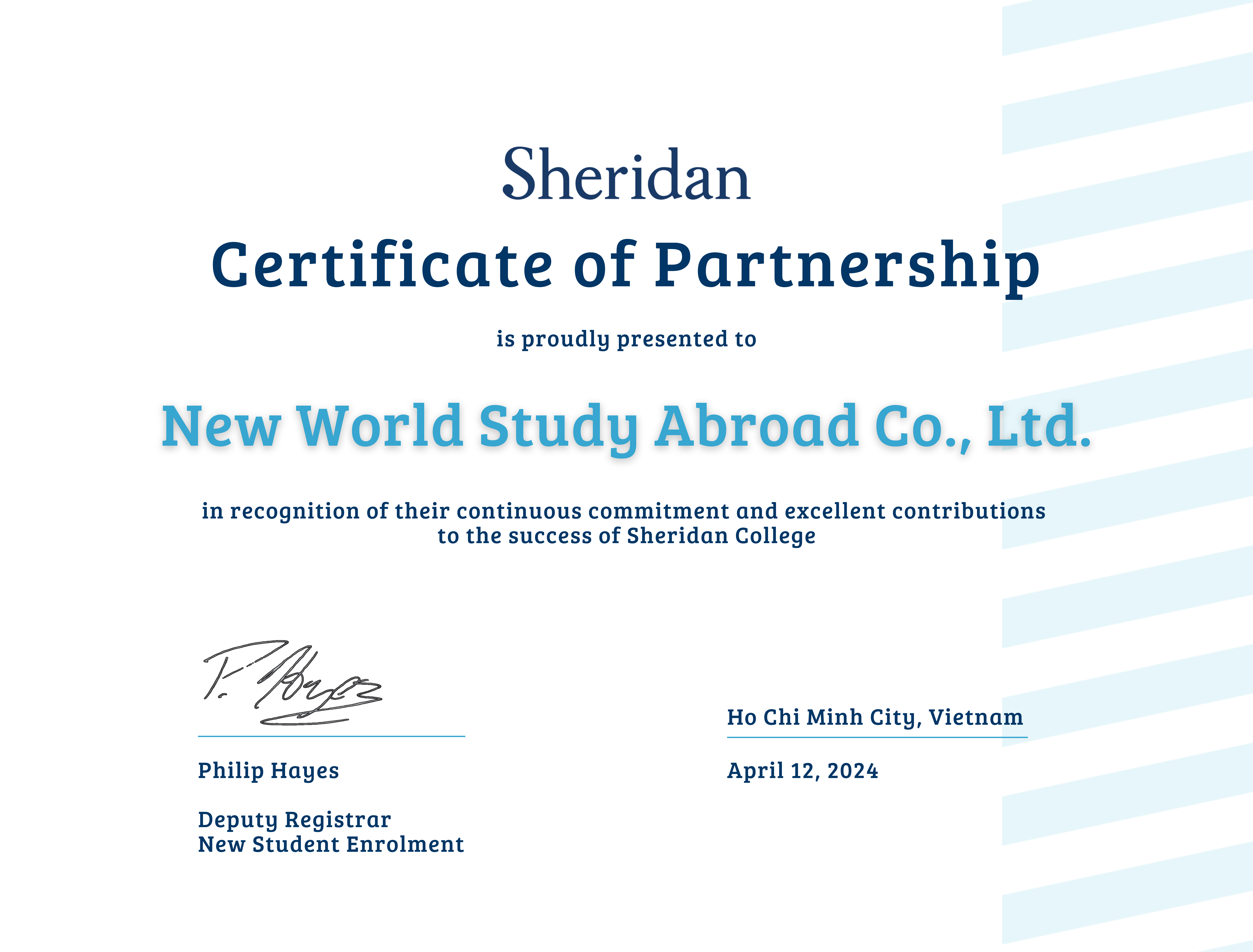 Honoured Partner 2024 - Sheridan College, Canada