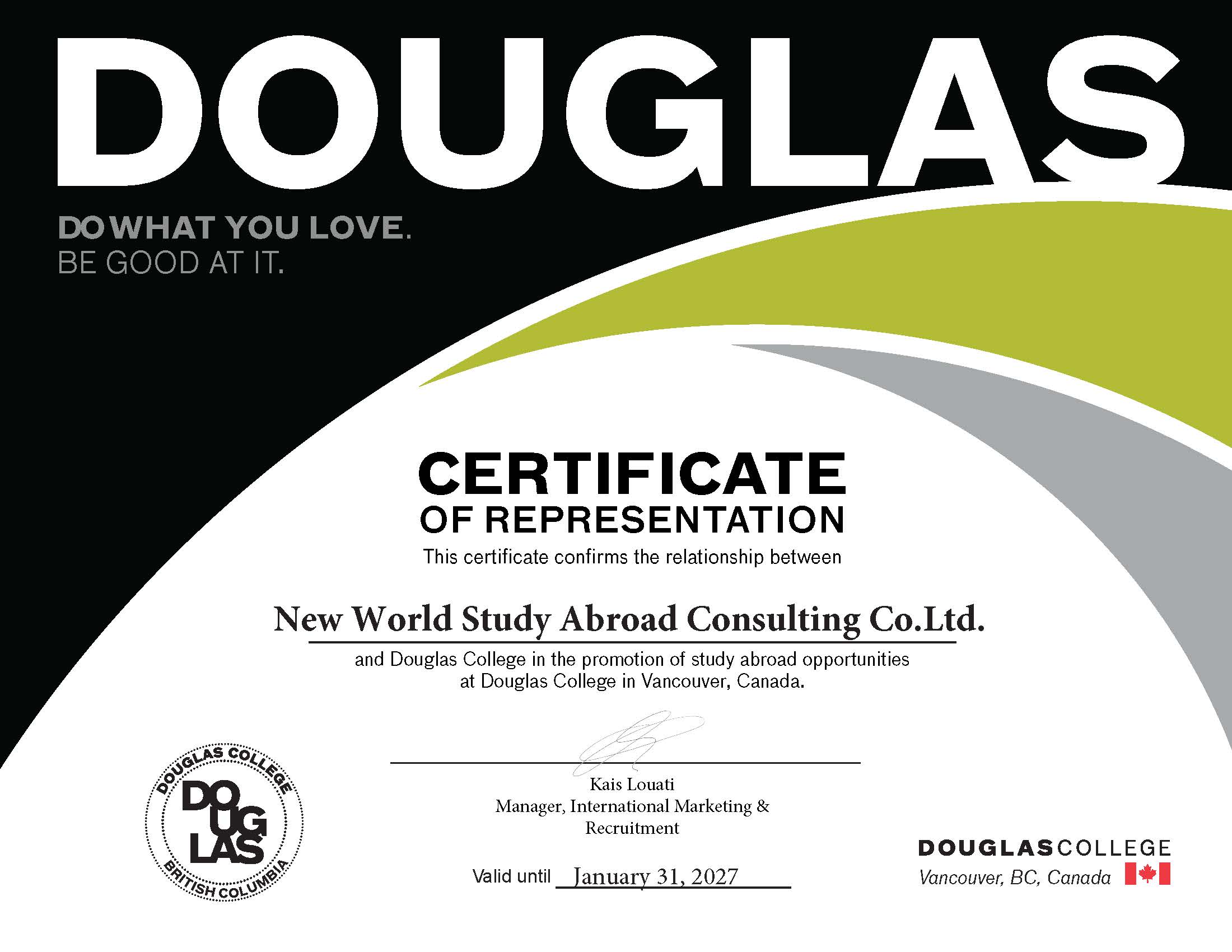 Douglas College, Canada - Certificate 2025