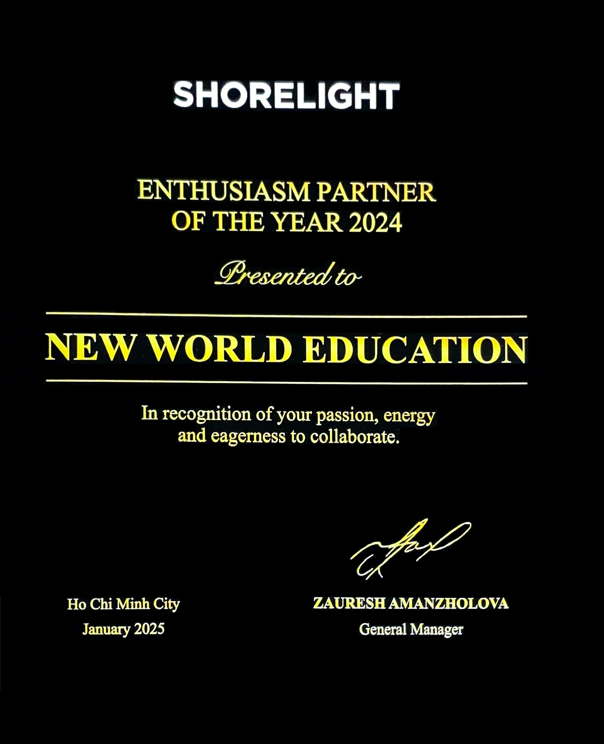 Enthusiasm Partner of the Year 2024 - Shorelight Education