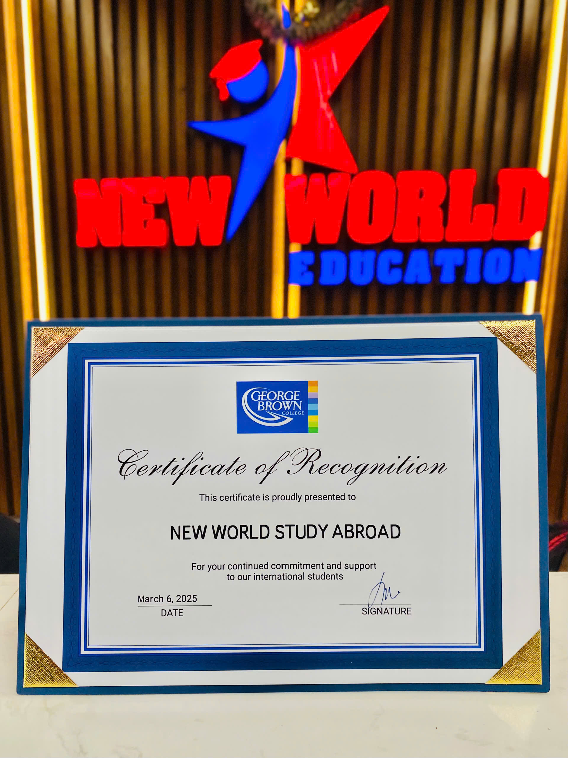 Certificate of Regconition 2025 - George Brown College, Canada