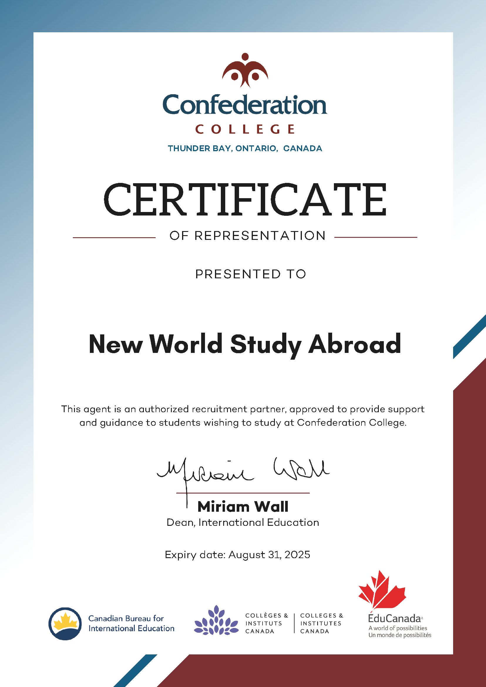 Confederation College, Canada - Certificate 2025