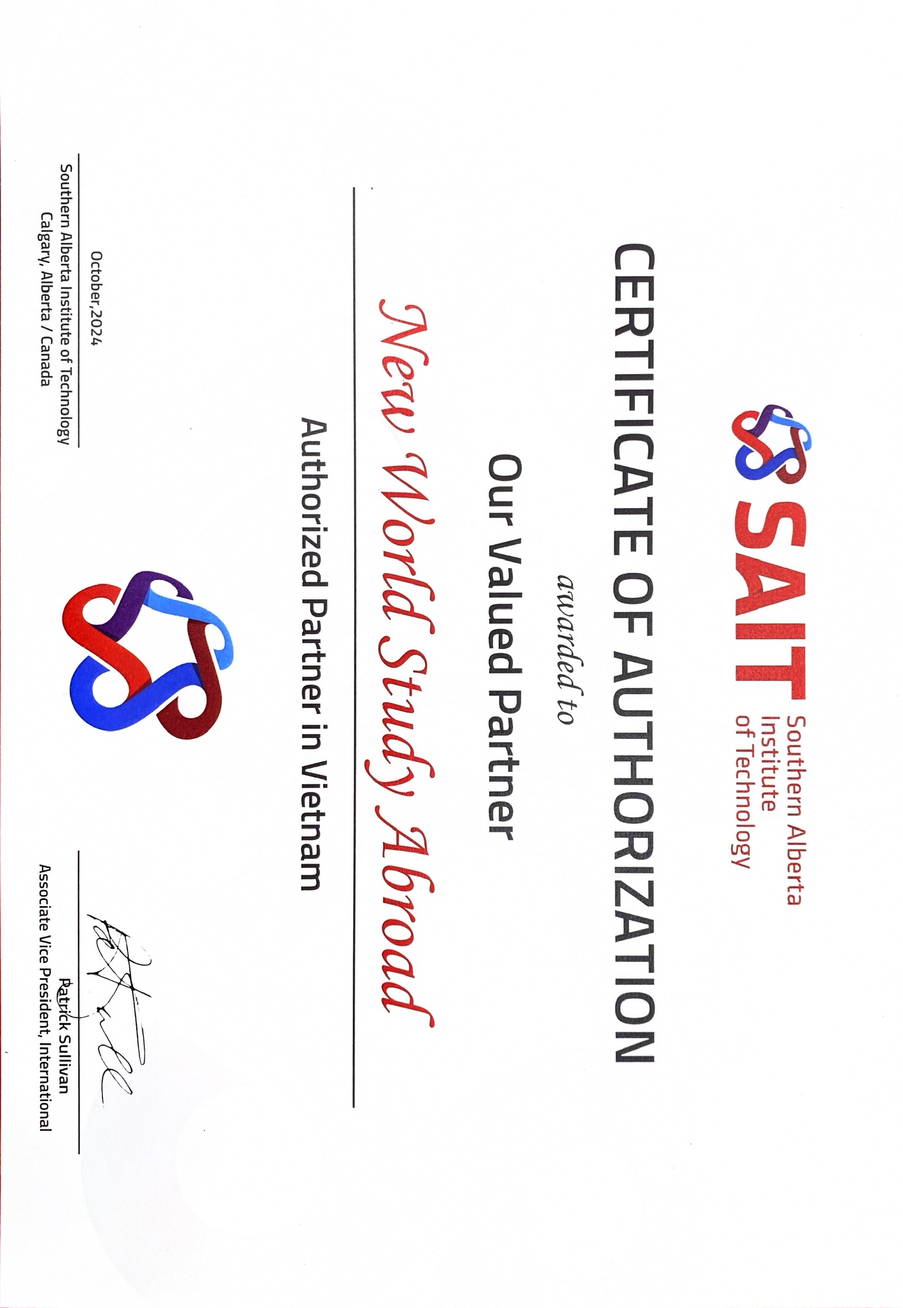 Southern Alberta Institute of Technology SAIT - Certificate 2024